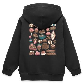 Schokolade - Kakao, Pralinen, Schoko - Kinder Premium Organic Zip Hoodie - Schwarz - Hinten - AI Model Kid Male (0cm)