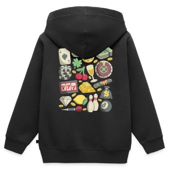 Casino - Kinder Premium Organic Zip Hoodie - Schwarz - Hinten - AI Model Kid Male (0cm)