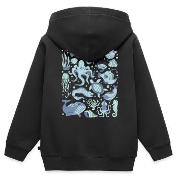 Tiefsee Fische Oktopus Anglerfisch Laternenfisch - Kinder Premium Organic Zip Hoodie - Schwarz - Hinten - AI Model Kid Male (0cm)