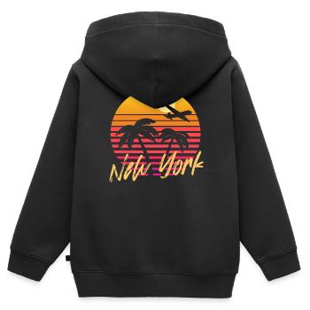New York - Kinder Premium Organic Zip Hoodie - Schwarz - Hinten - AI Model Kid Male (0cm)
