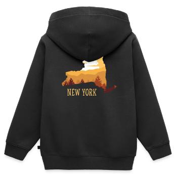 New York - Kinder Premium Organic Zip Hoodie - Schwarz - Hinten - AI Model Kid Male (0cm)