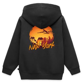 New York - Kinder Premium Organic Zip Hoodie - Schwarz - Hinten - AI Model Kid Male (0cm)