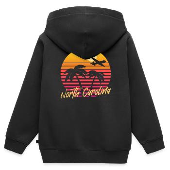 North Carolina - Kinder Premium Organic Zip Hoodie - Schwarz - Hinten - AI Model Kid Male (0cm)