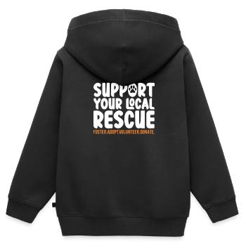 Tierrettung - Kinder Premium Organic Zip Hoodie - Schwarz - Hinten - AI Model Kid Male (0cm)