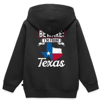 Attention: Je viens de Texas Texan Texans - Sweat Premium à capuche zippé enfant bio - noir - Dos - AI Model Kid Male (0cm)