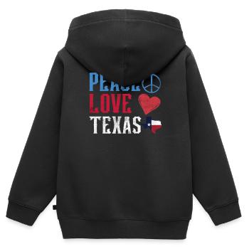 Frieden Liebe Texas Texanisch Texaner Stolz - Kinder Premium Organic Zip Hoodie - Schwarz - Hinten - AI Model Kid Male (0cm)