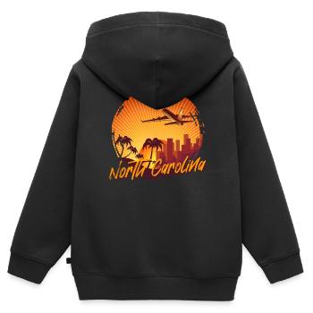 North Carolina - Kinder Premium Organic Zip Hoodie - Schwarz - Hinten - AI Model Kid Male (0cm)