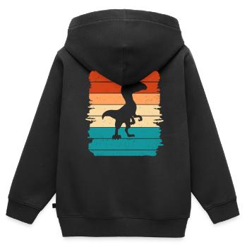 Dino - Kinder Premium Organic Zip Hoodie - Schwarz - Hinten - AI Model Kid Male (0cm)