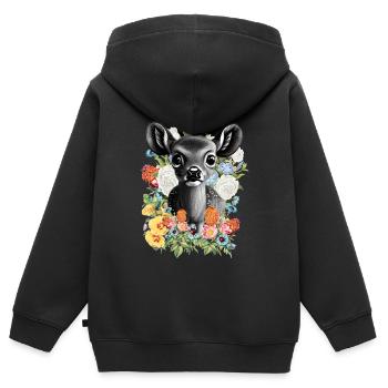 Chevreuil - Sweat Premium à capuche zippé enfant bio - noir - Dos - AI Model Kid Male (0cm)