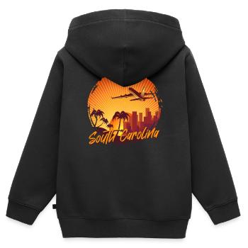 South Carolina - Kinder Premium Organic Zip Hoodie - Schwarz - Hinten - AI Model Kid Male (0cm)