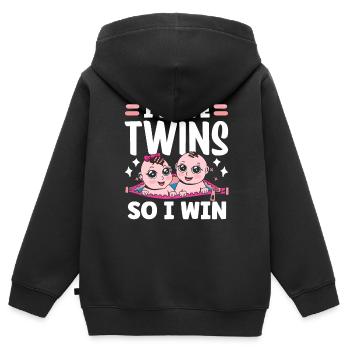 Ich Habe Zwillinge Also Gewinne Ich Zwilling - Kinder Premium Organic Zip Hoodie - Schwarz - Hinten - AI Model Kid Male (0cm)