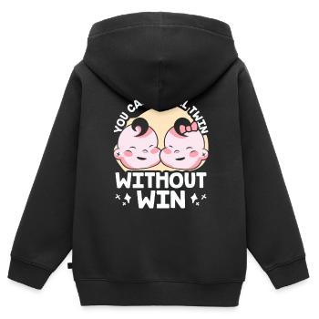 Gémeaux Humour Sarcastique Gémeaux Drôle - Sweat Premium à capuche zippé enfant bio - noir - Dos - AI Model Kid Male (0cm)