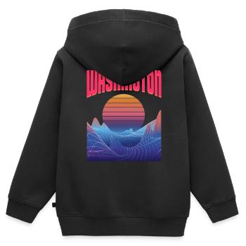 Washington - Sweat Premium à capuche zippé enfant bio - noir - Dos - AI Model Kid Male (0cm)