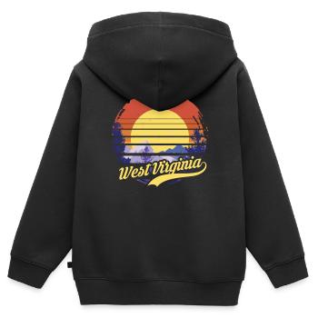 Virginie-Occidentale - Sweat Premium à capuche zippé enfant bio - noir - Dos - AI Model Kid Male (0cm)