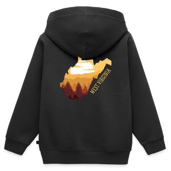 Virginie-Occidentale - Sweat Premium à capuche zippé enfant bio - noir - Dos - AI Model Kid Male (0cm)
