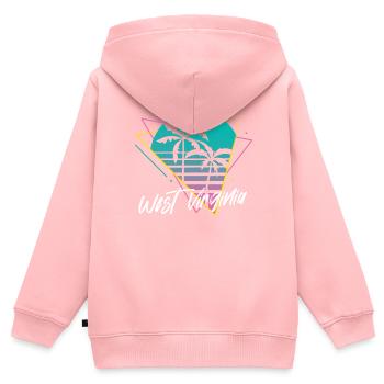 Virginie-Occidentale - Sweat Premium à capuche zippé enfant bio - rose - Dos - AI Model Kid Female (0cm)