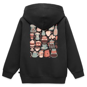 Coffee - Kids Premium Organic Zip-up Hoodie - black - Back - AI Model Kid Male (0cm)