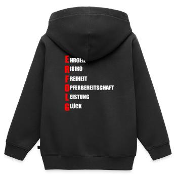 Erfolg - Kinder Premium Organic Zip Hoodie - Schwarz - Hinten - AI Model Kid Male (0cm)