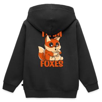 Team Füchse Sprüche Fuchs Liebhaber Tier - Kinder Premium Organic Zip Hoodie - Schwarz - Hinten - AI Model Kid Male (0cm)