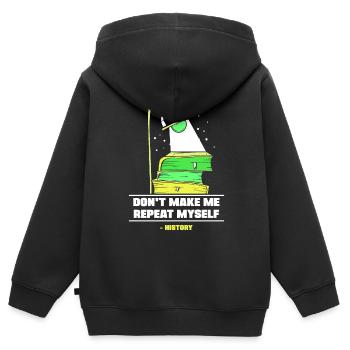 Zwing Mich Nicht Mich Zu Wiederholen Geschichte - Kinder Premium Organic Zip Hoodie - Schwarz - Hinten - AI Model Kid Male (0cm)