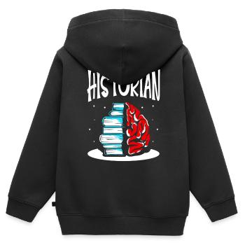 Historien Histoire Professeur d’histoire Histoire - Sweat Premium à capuche zippé enfant bio - noir - Dos - AI Model Kid Male (0cm)