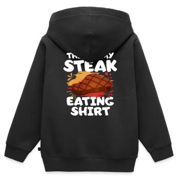Steak - Kinder Premium Organic Zip Hoodie - Schwarz - Hinten - AI Model Kid Male (0cm)