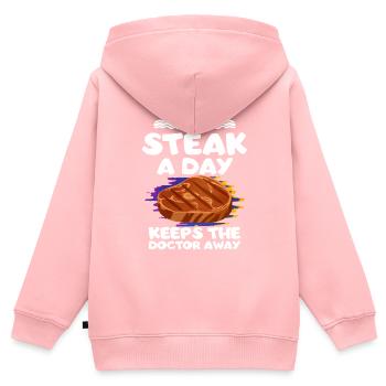 Steak - Kinder Premium Organic Zip Hoodie - Rosa - Hinten - AI Model Kid Female (0cm)