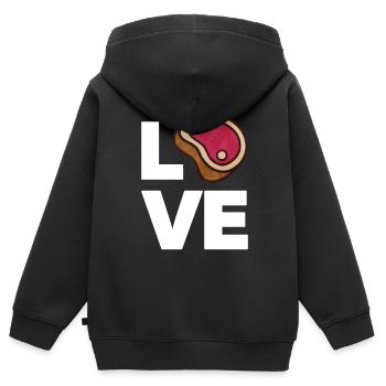 Steak - Kinder Premium Organic Zip Hoodie - Schwarz - Hinten - AI Model Kid Male (0cm)