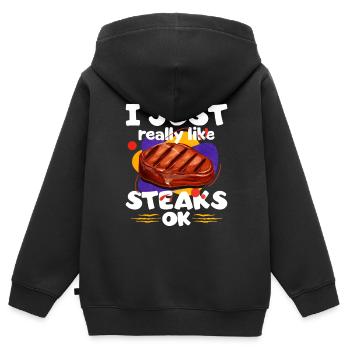 Steak - Kinder Premium Organic Zip Hoodie - Schwarz - Hinten - AI Model Kid Male (0cm)