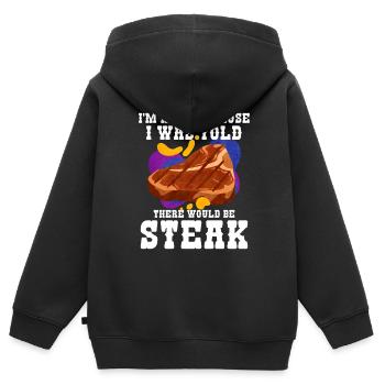 Steak - Kinder Premium Organic Zip Hoodie - Schwarz - Hinten - AI Model Kid Male (0cm)