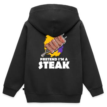 Steak - Kinder Premium Organic Zip Hoodie - Schwarz - Hinten - AI Model Kid Male (0cm)