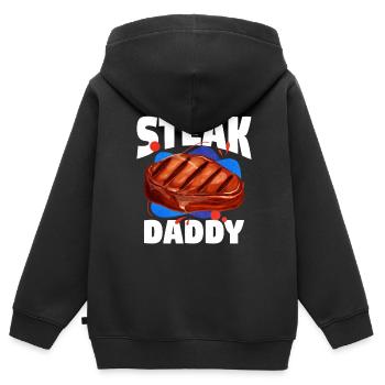 Steak - Kinder Premium Organic Zip Hoodie - Schwarz - Hinten - AI Model Kid Male (0cm)