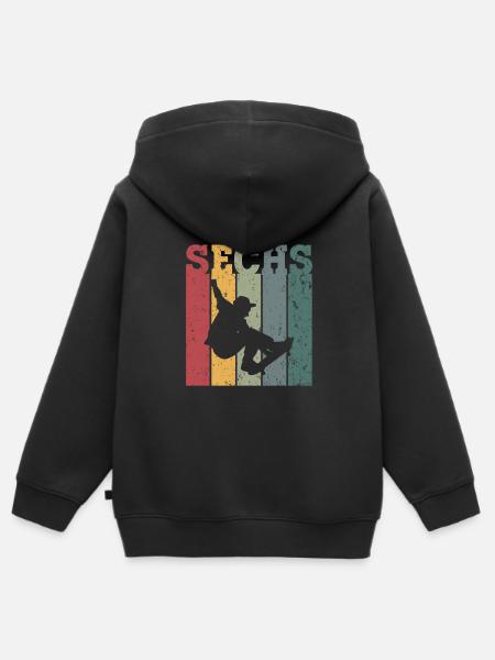 Sechs - Kinder Premium Organic Zip Hoodie - Schwarz