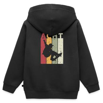 Acht - Kinder Premium Organic Zip Hoodie - Schwarz - Hinten - AI Model Kid Male (0cm)