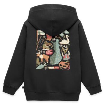 Finlande Doodles Europe Scandinavie Helsinki - Sweat Premium à capuche zippé enfant bio - noir - Dos - AI Model Kid Male (0cm)