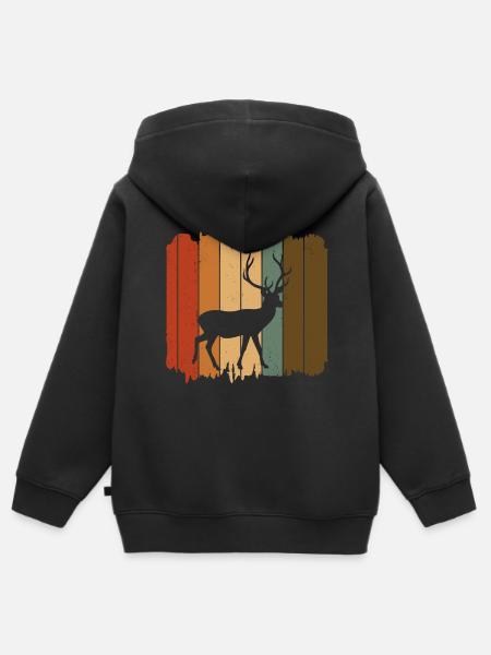Hirsch - Kinder Premium Organic Zip Hoodie - Schwarz