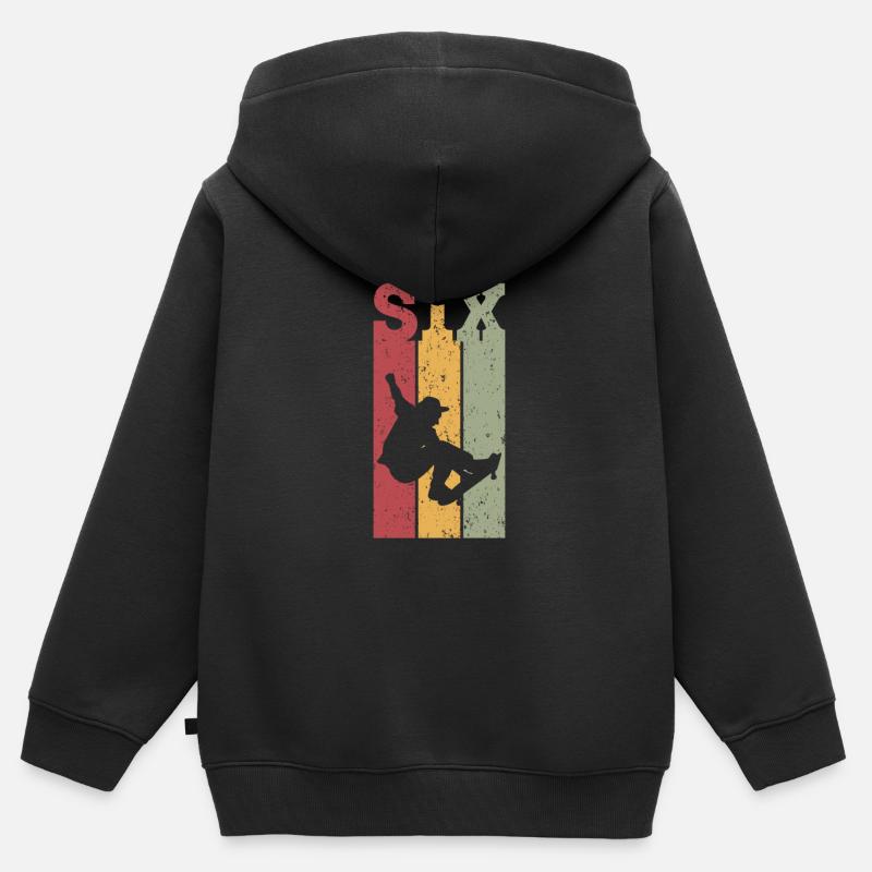 Six - Sweat Premium à capuche zippé enfant bio - noir