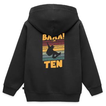 Baaa! J’ai dix ans - Sweat Premium à capuche zippé enfant bio - noir - Dos - AI Model Kid Male (0cm)