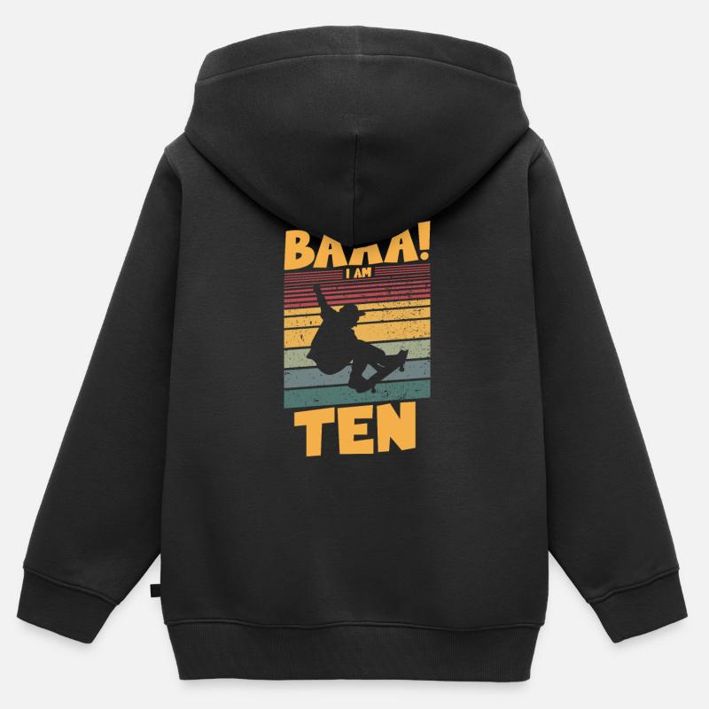 Baaa! J’ai dix ans - Sweat Premium à capuche zippé enfant bio - noir