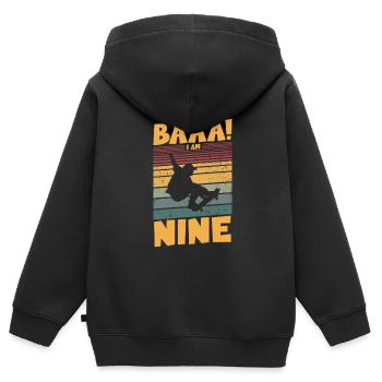 Baaa! I am nine - Kinder Premium Organic Zip Hoodie - Schwarz - Hinten - AI Model Kid Male (0cm)