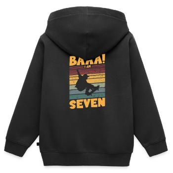 Baaa! J’ai sept ans - Sweat Premium à capuche zippé enfant bio - noir - Dos - AI Model Kid Male (0cm)