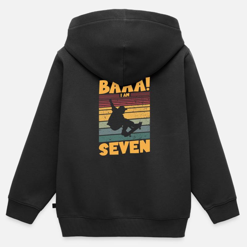 Baaa! J’ai sept ans - Sweat Premium à capuche zippé enfant bio - noir