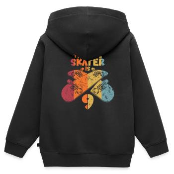 This cool skater is 9 - Kinder Premium Organic Zip Hoodie - Schwarz - Hinten - AI Model Kid Male (0cm)