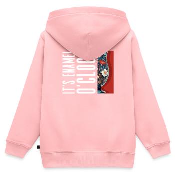 It’s Enamel O’Clock - Verre émaillé - Sweat Premium à capuche zippé enfant bio - rose - Dos - AI Model Kid Female (0cm)