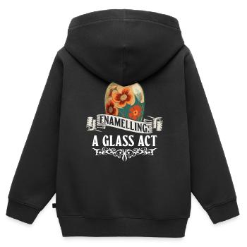 Émaillage : Un nu en verre - Verre émaillé - Sweat Premium à capuche zippé enfant bio - noir - Dos - AI Model Kid Male (0cm)