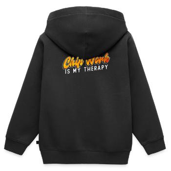 Chip Work Is My Therapy - Chip Work Glass Artist - Sweat Premium à capuche zippé enfant bio - noir - Dos - AI Model Kid Male (0cm)