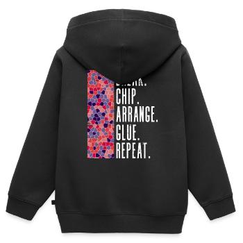Pause. Chip. Ordnen. Kleben. Wiederholen. - Chip - Kinder Premium Organic Zip Hoodie - Schwarz - Hinten - AI Model Kid Male (0cm)
