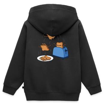 Toast - Kinder Premium Organic Zip Hoodie - Schwarz - Hinten - AI Model Kid Male (0cm)