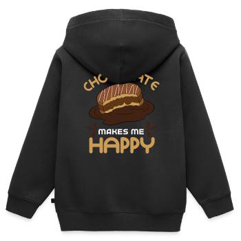 Le chocolat me rend heureux - Sweat Premium à capuche zippé enfant bio - noir - Dos - AI Model Kid Male (0cm)