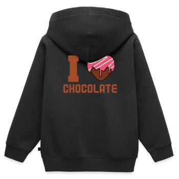 J’adore le chocolat - Sweat Premium à capuche zippé enfant bio - noir - Dos - AI Model Kid Male (0cm)